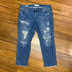 Torrid Boyfriend Crop Jeans Womens Size 18 Distressed Denim Plus‎ Size Stretch